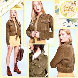 Free People Evelyn Velvet Corduroy Cropped Military
